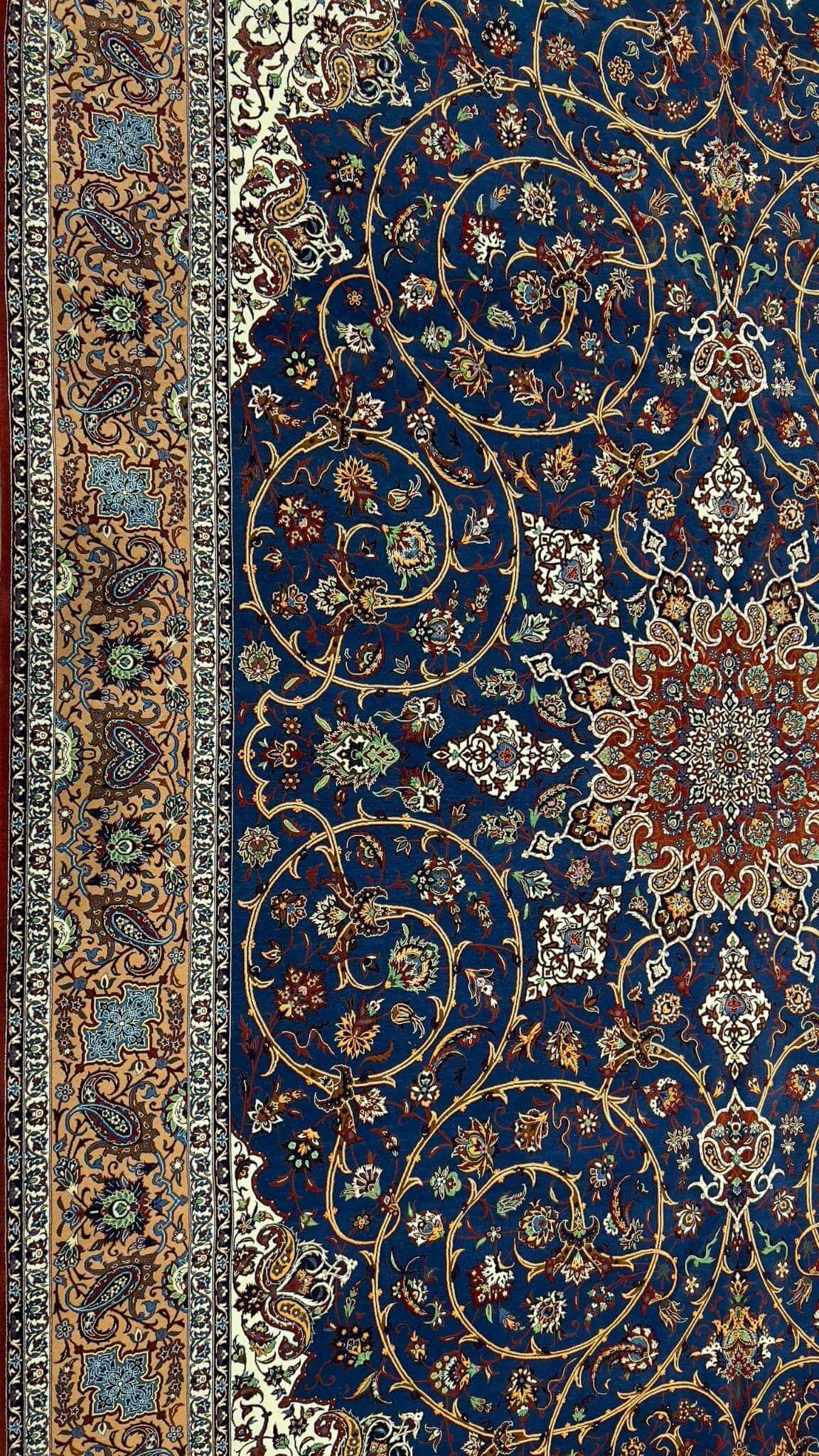 "Elegant Persian rug with handwoven craftsmanship and vibrant colors for luxurious interiors."